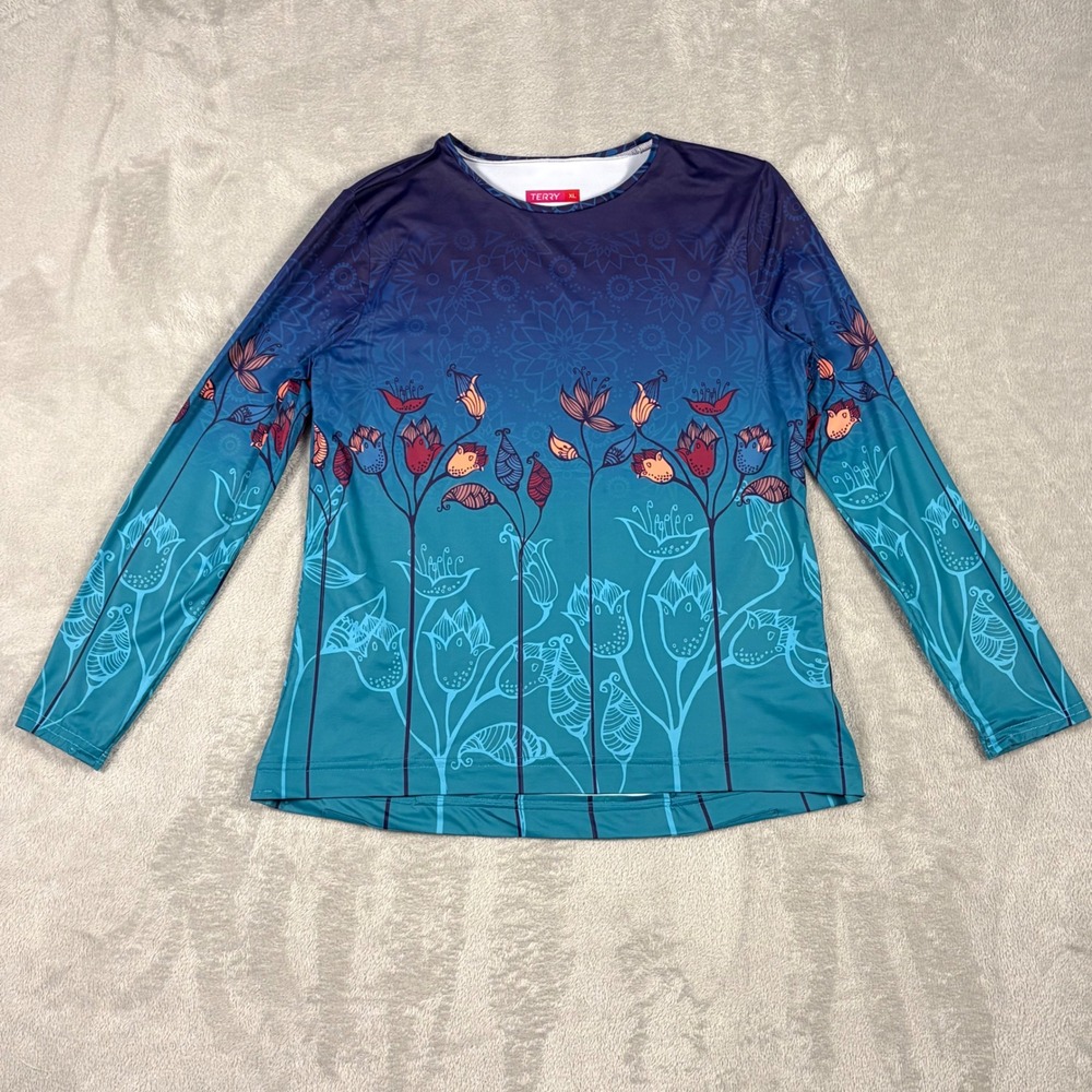Terry Cycling Jersey XL Floral Long Sleeve Bikecore Granola Girl Top